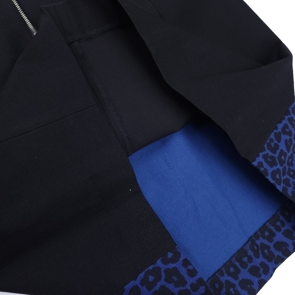 New Roland Mouret Blue Leopard Black Color Block Size 10 - Picture 7 of 8
